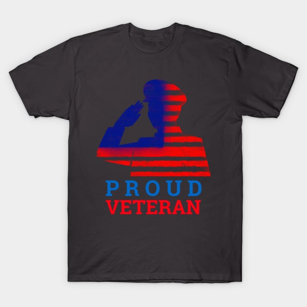 Proud Veteran with Soldier Salute American Flag Greatest Gift T-Shirt by WPKs Design & Co